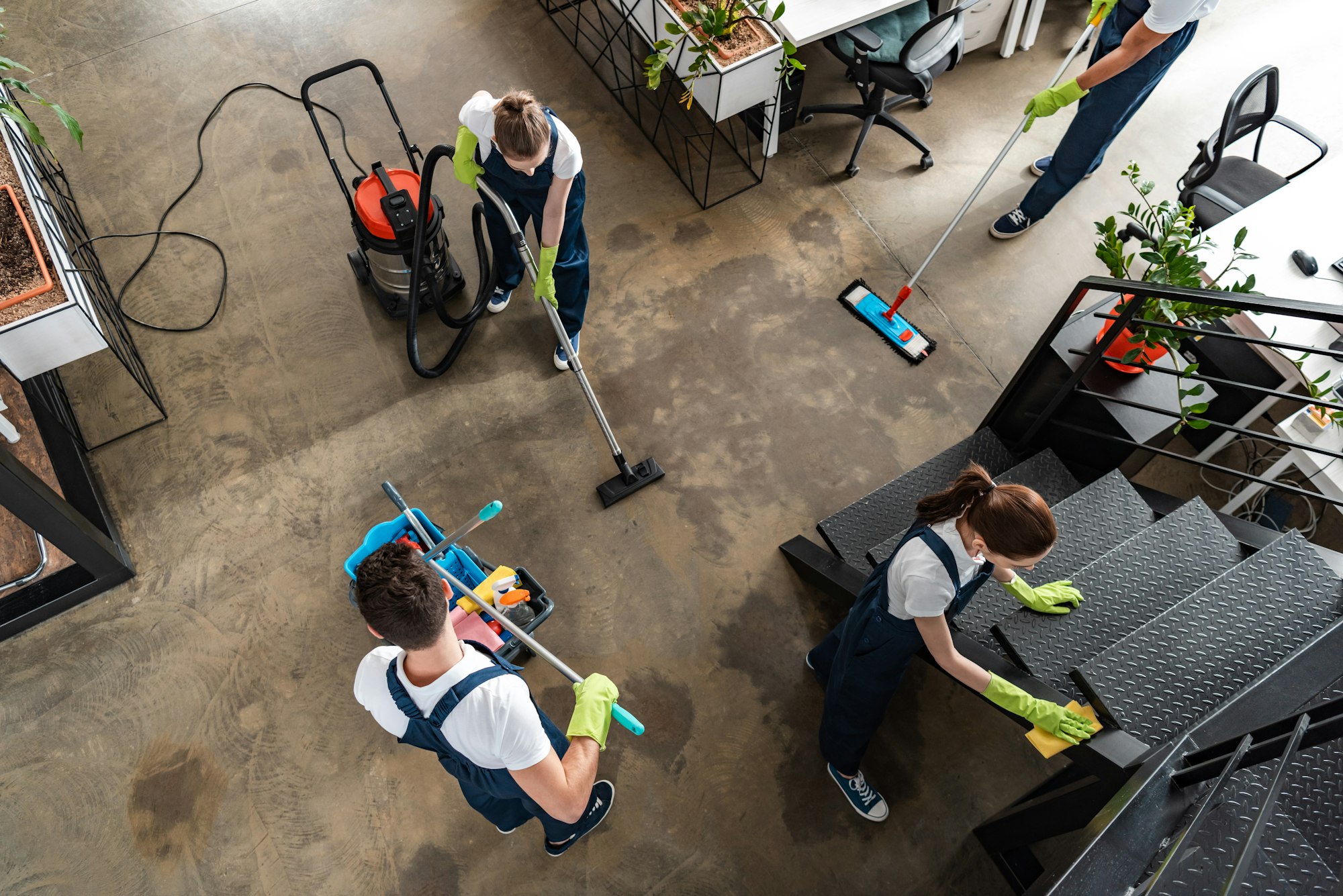 Commercial cleaning services being performed.